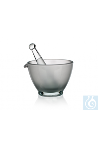 Mortier met stamper, ruw, afm. Ø 1= 100 x Ø 2= 60 x H 75 mm, met bek, Simax® borosilicaatglas,...